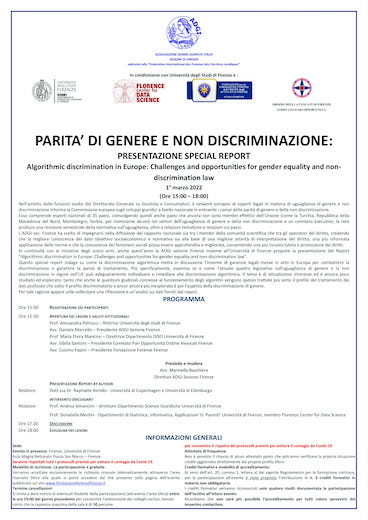 PARITA’ DI GENERE E NON DISCRIMINAZIONE: PRESENTAZIONE SPECIAL REPORT - Algorithmic discrimination in Europe: Challenges and opportunities for gender equality and non-discrimination law